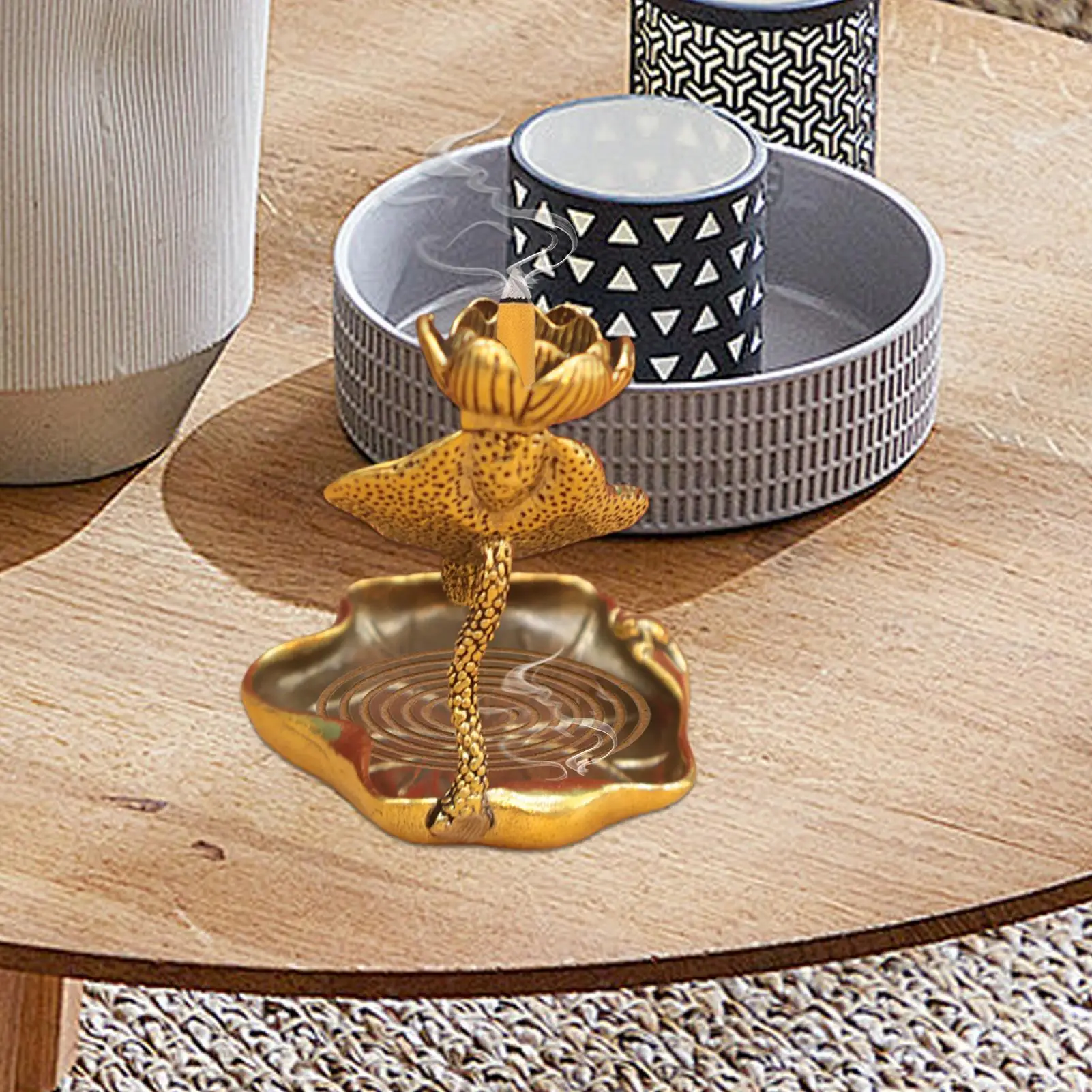 Incense Holder Waterfall Flower Shape Brass Backflow Incense Burner Decorative Aromatherapy Ornament Aesthetic Home Decoration