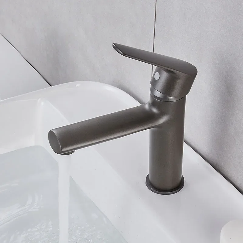 Basin  Bathroom Deck Mounted Hot and Cold Water Mixer Tap Matte Black Kitchen Lavatory Sink Brass Faucts