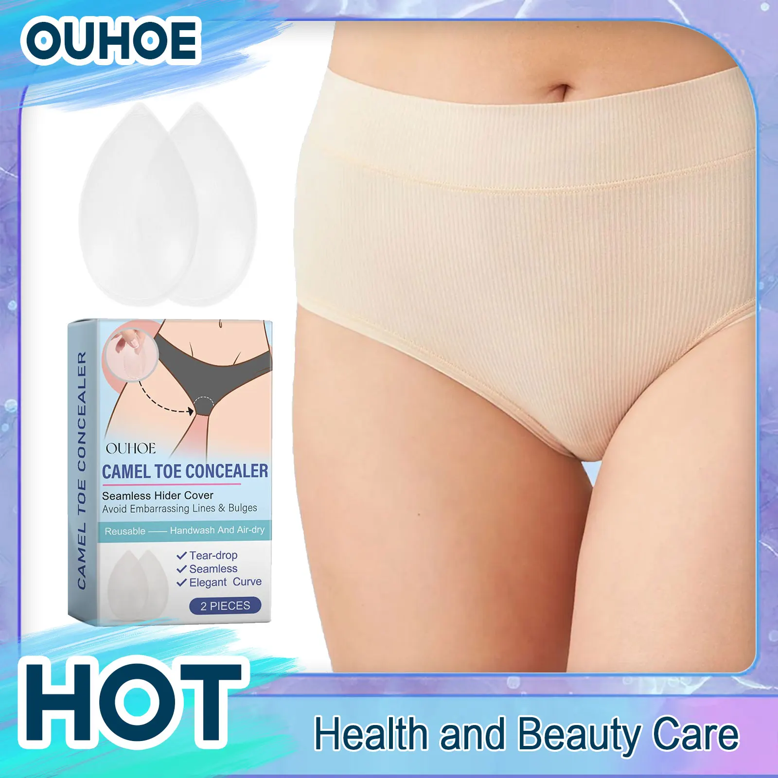 

Camel Toe Concealer Panties Silicone Reusable for Swimsuit Underwear Leggings Privacy Invisible Self-Adhesive Seamless Camel Pad