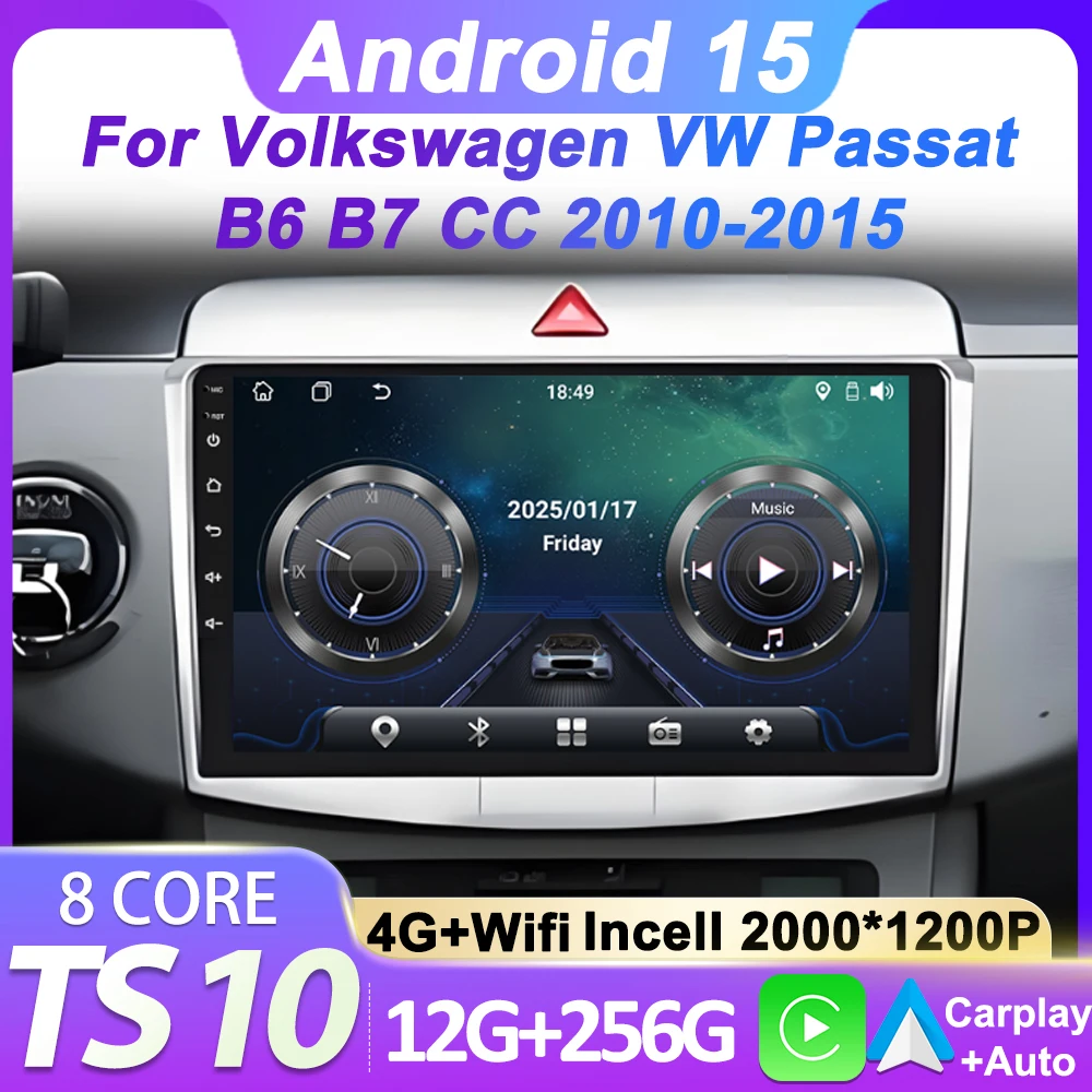 

Android Auto Car Radio Player For Volkswagen VW Passat B6 B7 CC 2010-2015 Carplay Car Multimedia Stereo GPS 2din Autoradio Wifi