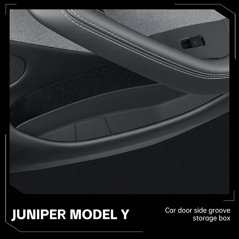 صينية تخزين داخلية للأبواب الأمامية والخلفية لطراز تسلا Y Juniper 2025 2026 صندوق تخزين الجيب الجانبي للباب ملحقات داخلية