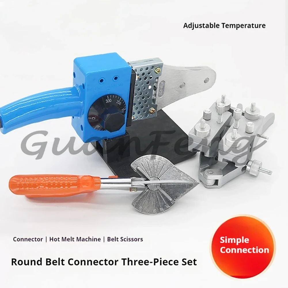 3Pcs PU Round Belt Hot Melt Welding Machine Set, Electric Polyurethane Strip Bonding Fuser for Conveyor Belt Joint Connection