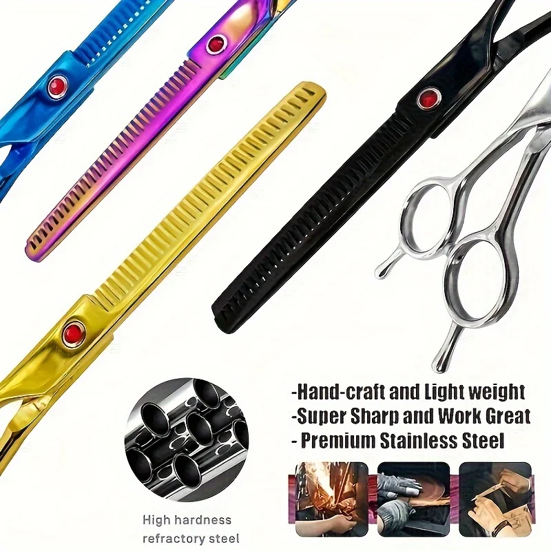 7.5 Inch Professional Pet Grooming Scissors Thinning Scissors Pet Beauty Shears V-Shaped Tooth Cut For Dogs & Cats For DIY use