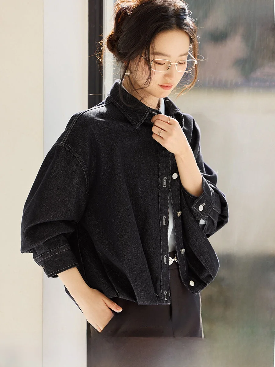 

Винтажная джинсовая куртка XWI для женщин, новая весенняя модель, прямой крой, из смесового хлопка и полиэстера, удлиненная