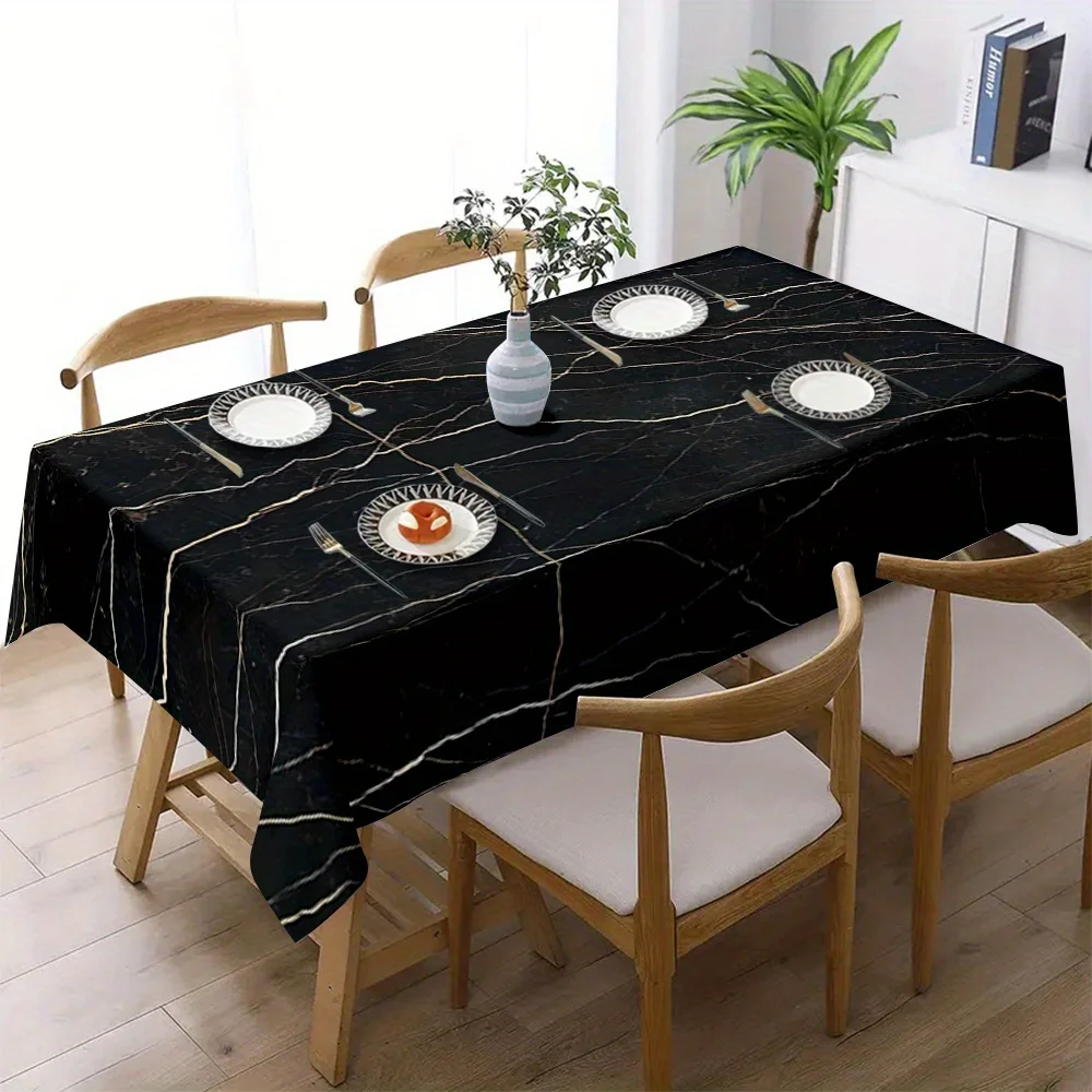 1pc modern luxury, marble-patterned, rectangular, polyester tablecloth, stylish and excellent