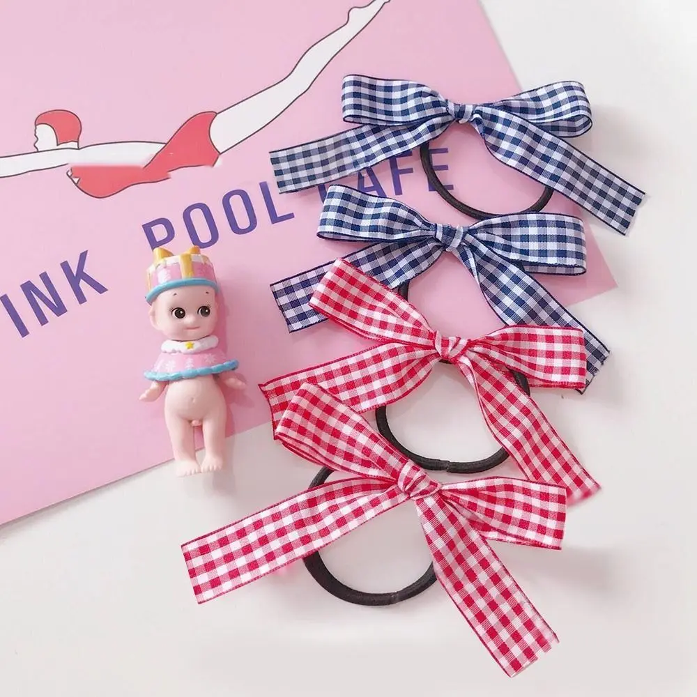 Cute Japanese Bow Hair Rope Fabric Hair Accessories Hair Ring Girlish Plaid Rubber Band