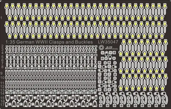 1/35 Model\'s Accessories WWII German Clasps and Buckles LW35047 Metal Sheet Upgrade Kits