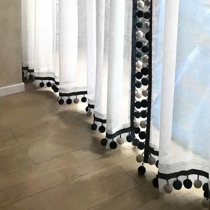 1m Large Pom Pom Bobble Trim Fringe Curtain Sewing Tassel Balls Trimming Pompoms Upholstery Furniture Decor Upholstery Crafts