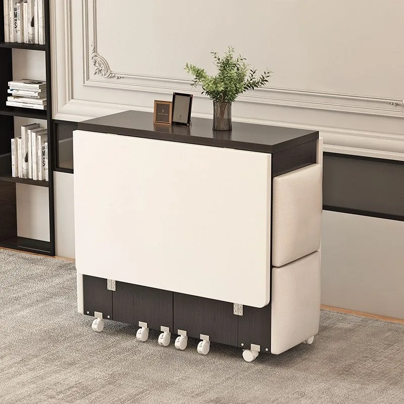 Folding Dining Table Extendable Rectangular with Wheels Movable Space Saving for Small Apartment Home Kitchen New Simple Table