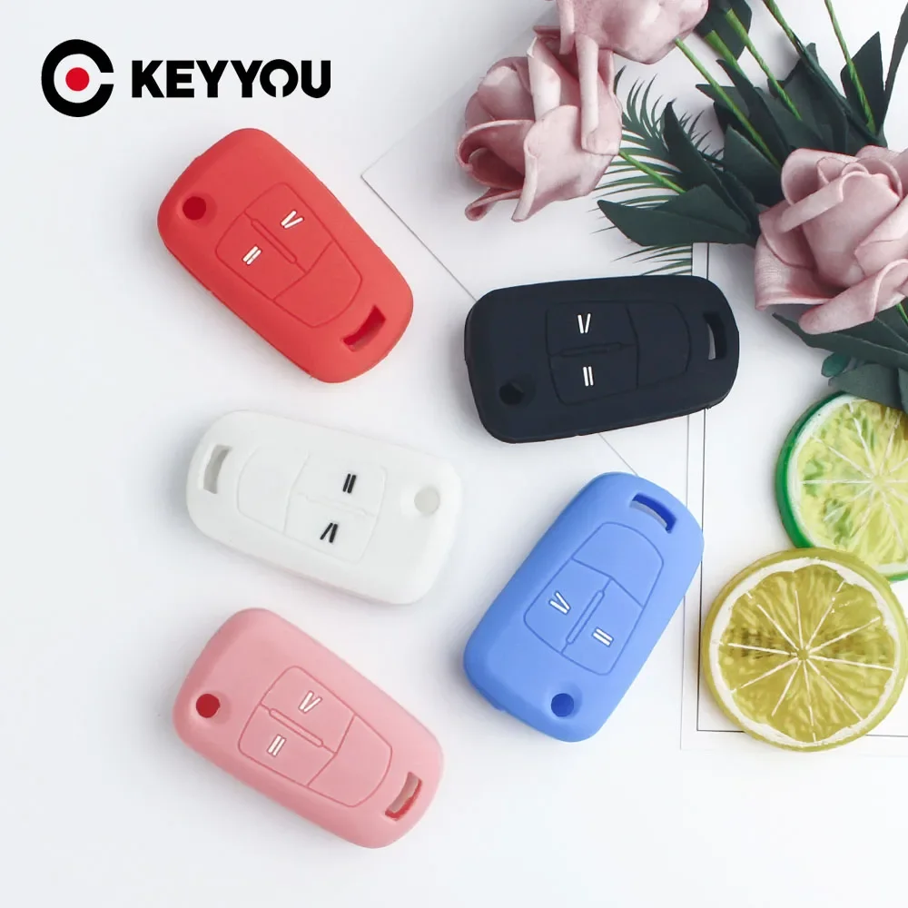 KEYYOU Silikon Auto Schlüssel Abdeckung Fall Shell Fob Für Vauxhall Opel Corsa Astra Vectra Signum 2 Tasten Remote Key Shell