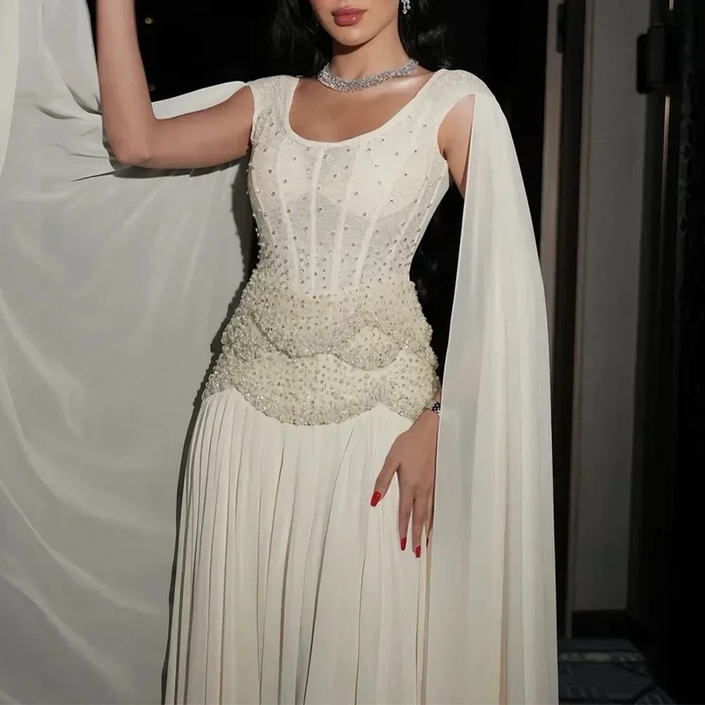 Abiti da sera eleganti squisiti personalizzati di alta qualità Abiti da ballo per feste formali Abiti da ballo da sera a trapezio con perle