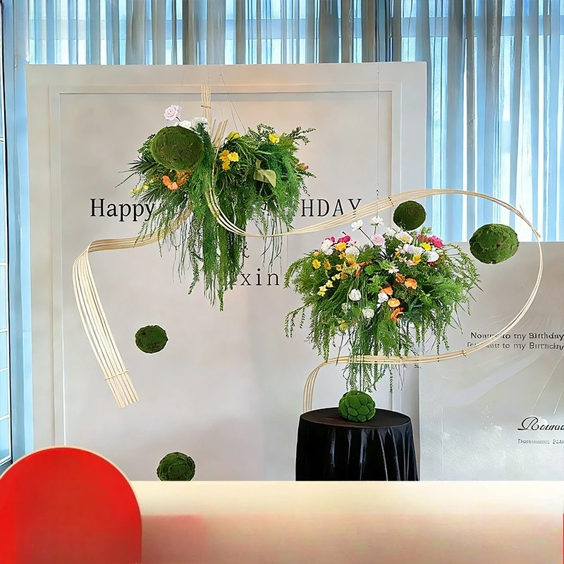 Bamboo row strip shopping mall layout decoration simulation flower window beauty Chen