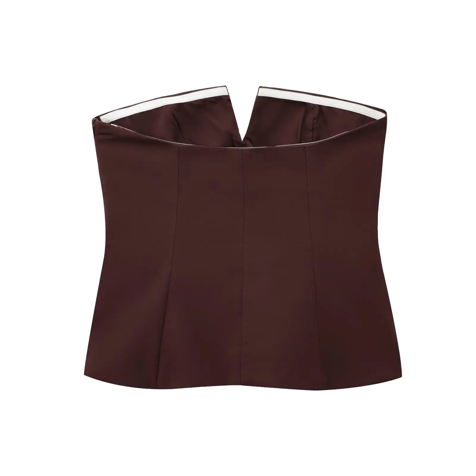 

ZBZA Spring New Faionable Women's Design Strapl Top Sli Splice Slim Fit Regular Length Single Piece Ladies' Blouse