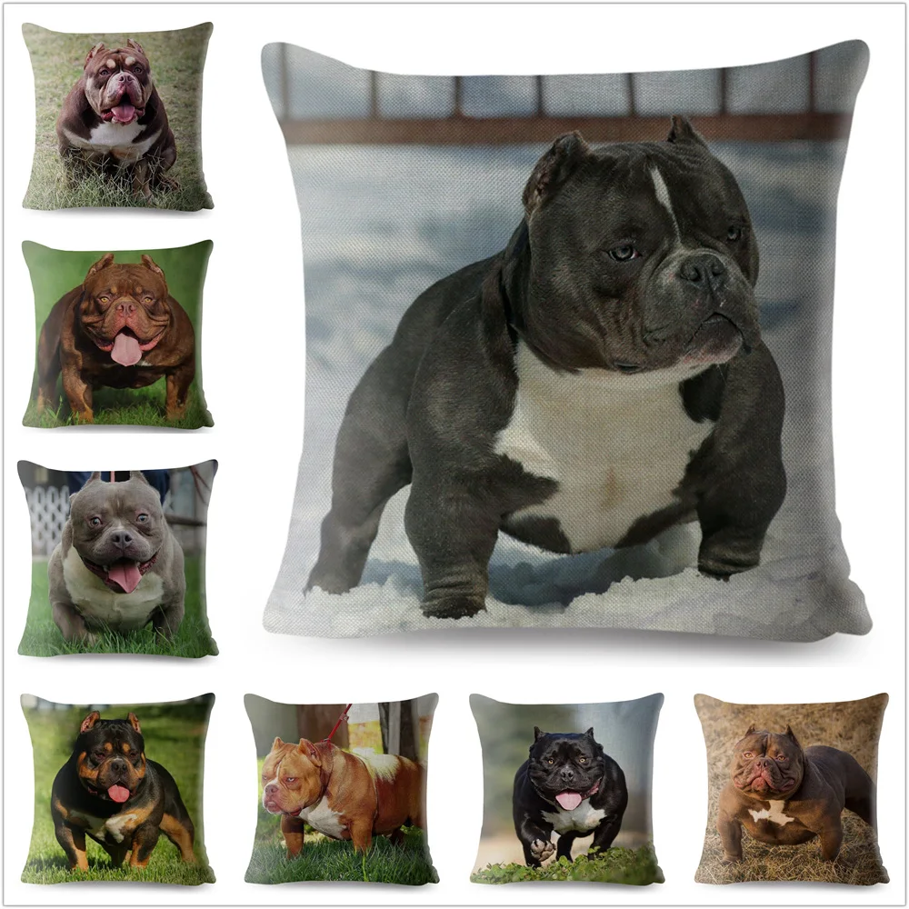 Loyalty American Bully Pitbull Dog Throw Pillow Cover 45*45cm Cushion Covers Linen Pillow Case Car Sofa Home Decor Pillows Case