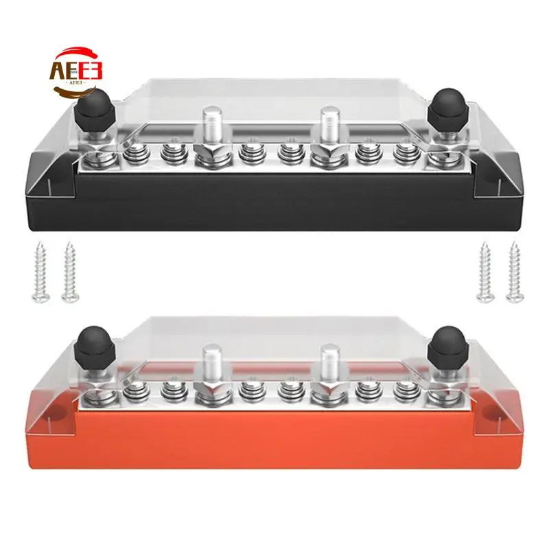 AEE3-Positive And Negative Bus Power Supply 12V Distribution Block M4/M6 Automotive Terminal Block Stud Marine Terminal Bus Dura