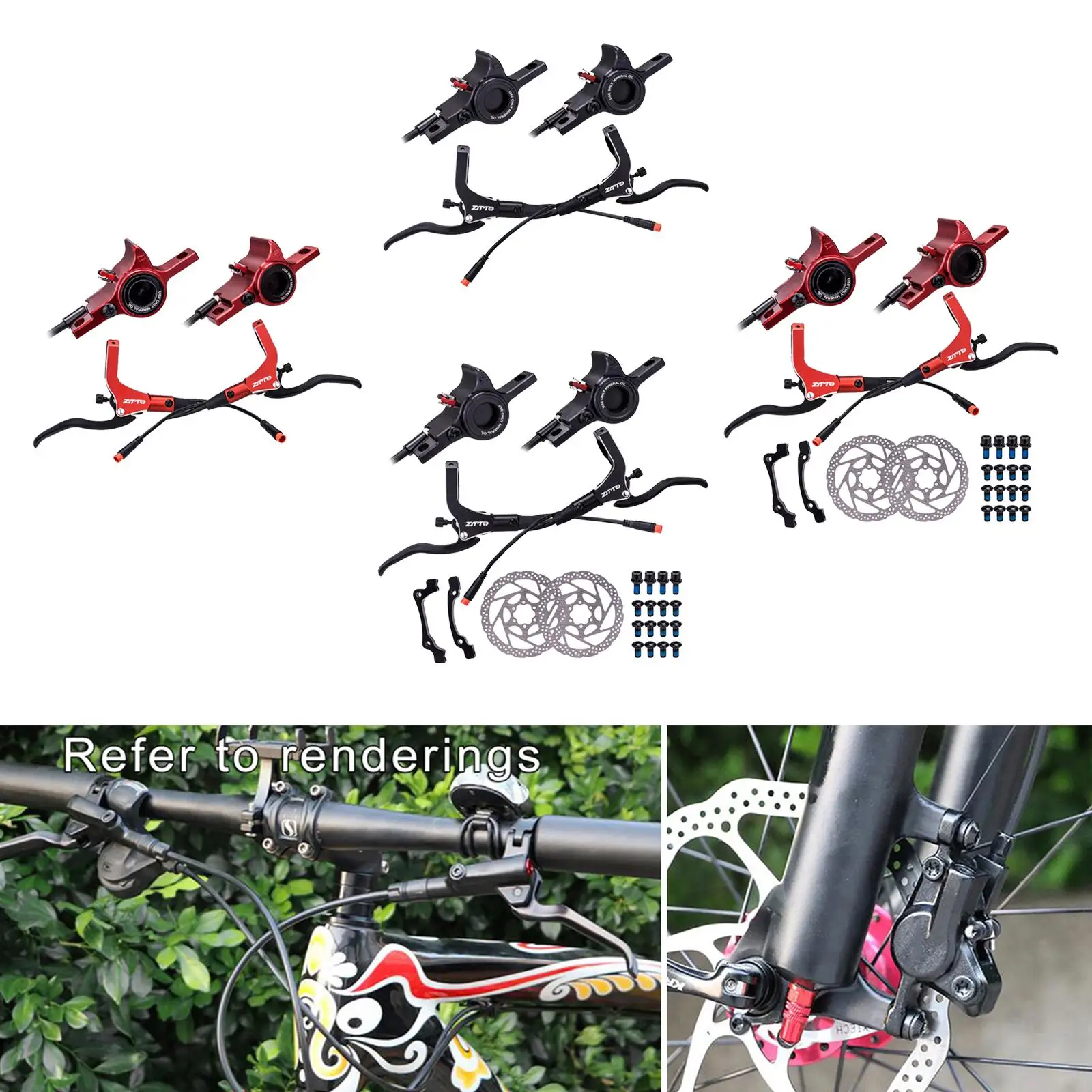 Hydraulic Disc Brakes Set Levers Universal Adapter Compatible for Trail