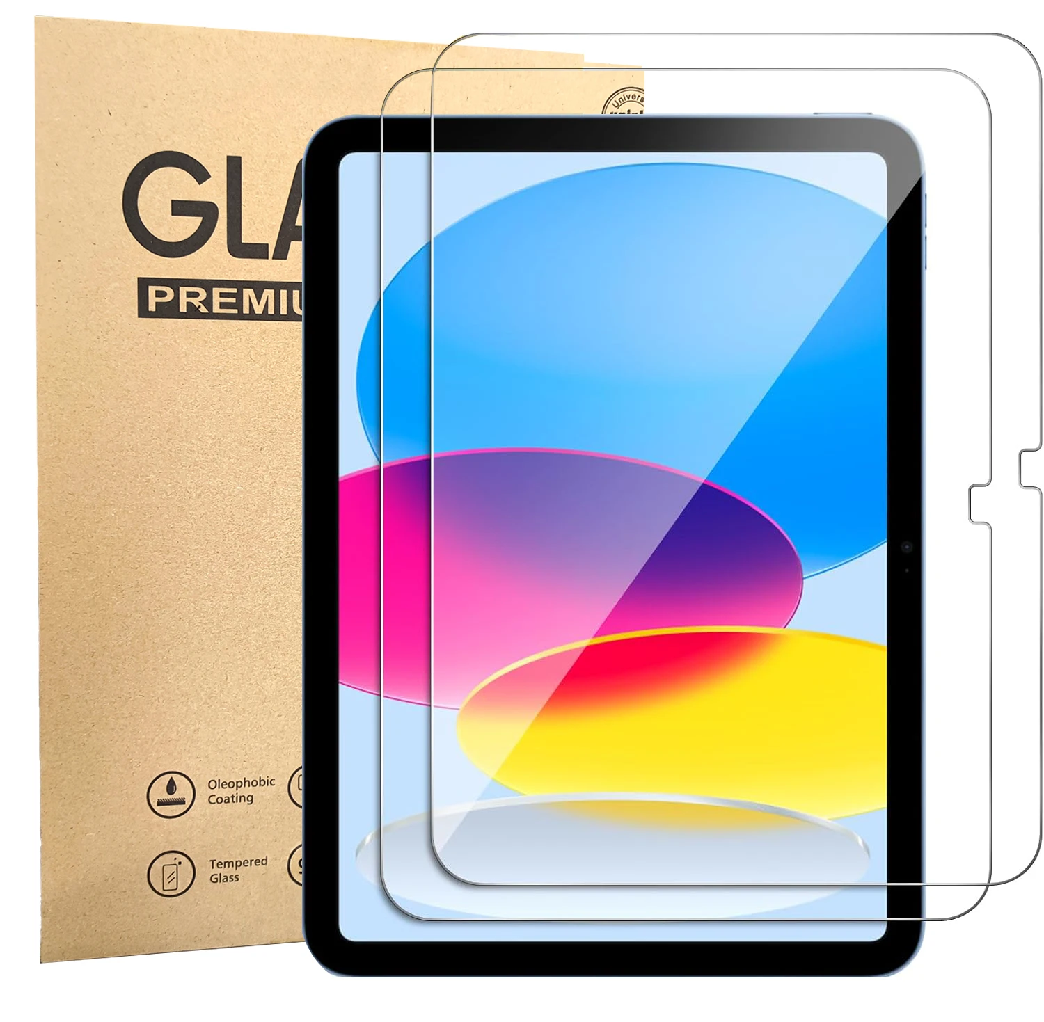 2-piece screen protector for iPad A16 11th/10th generation (2025/2022 model), tempered glass film with anti-shatter feature, eas