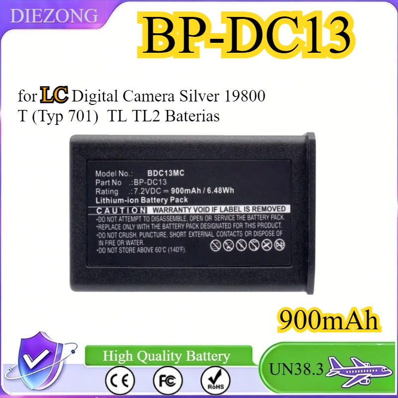 

900mAh Battery BP-DC13 for LC Digital Camera Silver 19800 T (Typ 701) TL TL2 Baterias 7.2V High Qualty