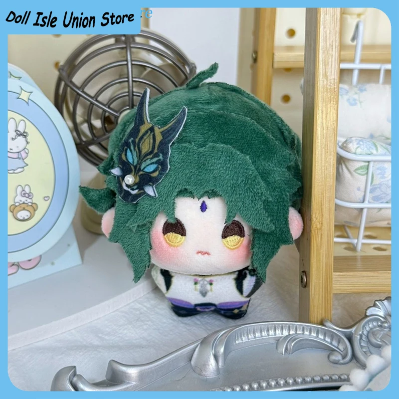 10cm Anime Xiao Genshin Impact Cute Big Head Prited Body Cotton Doll Toys Game Attribute Original Toy Figurine