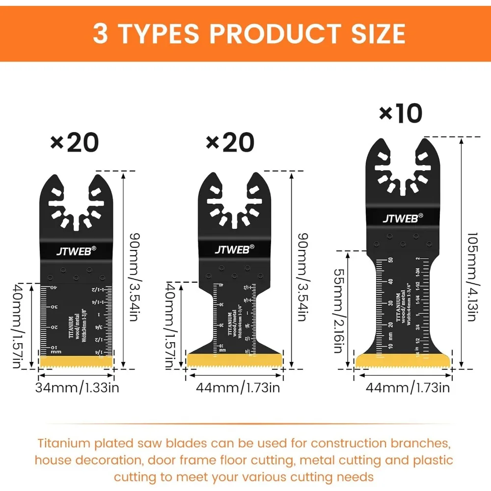 50PCS Titanium Oscillating Multitool Blades, Oscillating Tool Blades for Metal Nails Oscillating Saw Blades Metal Cutting