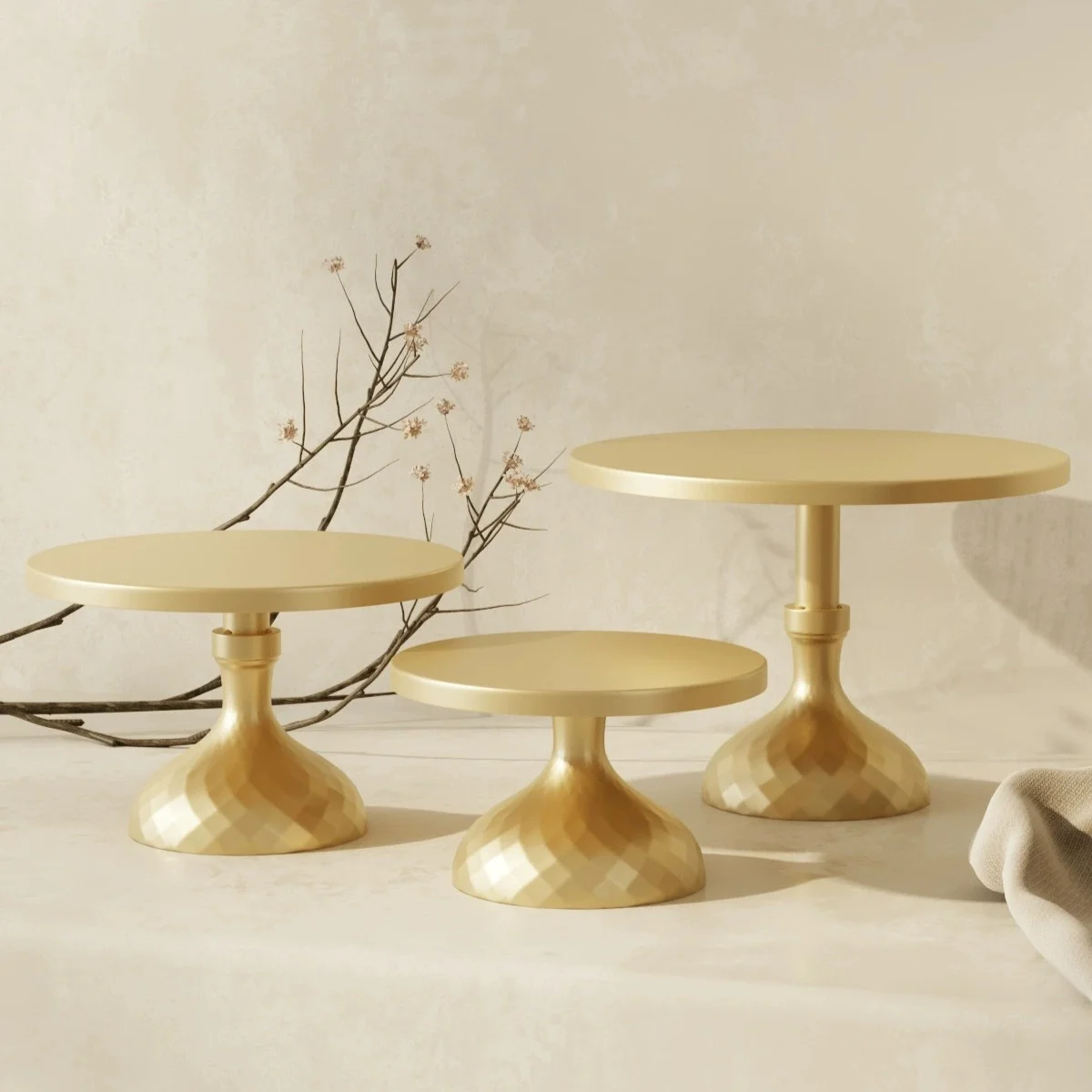 

Three Piece Wedding Metal Cake Stand, High And Low Cake Display Stand, Wedding Dessert Table, Cake Tray Props, Cake Stand Set,