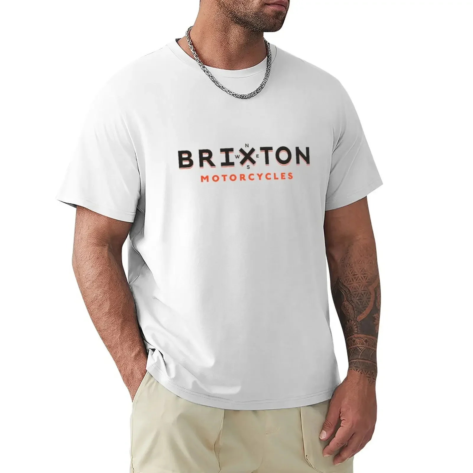 Brixton motocykle t-shirt z logo vintage wysublimowane czarne koszulki dla mężczyzn