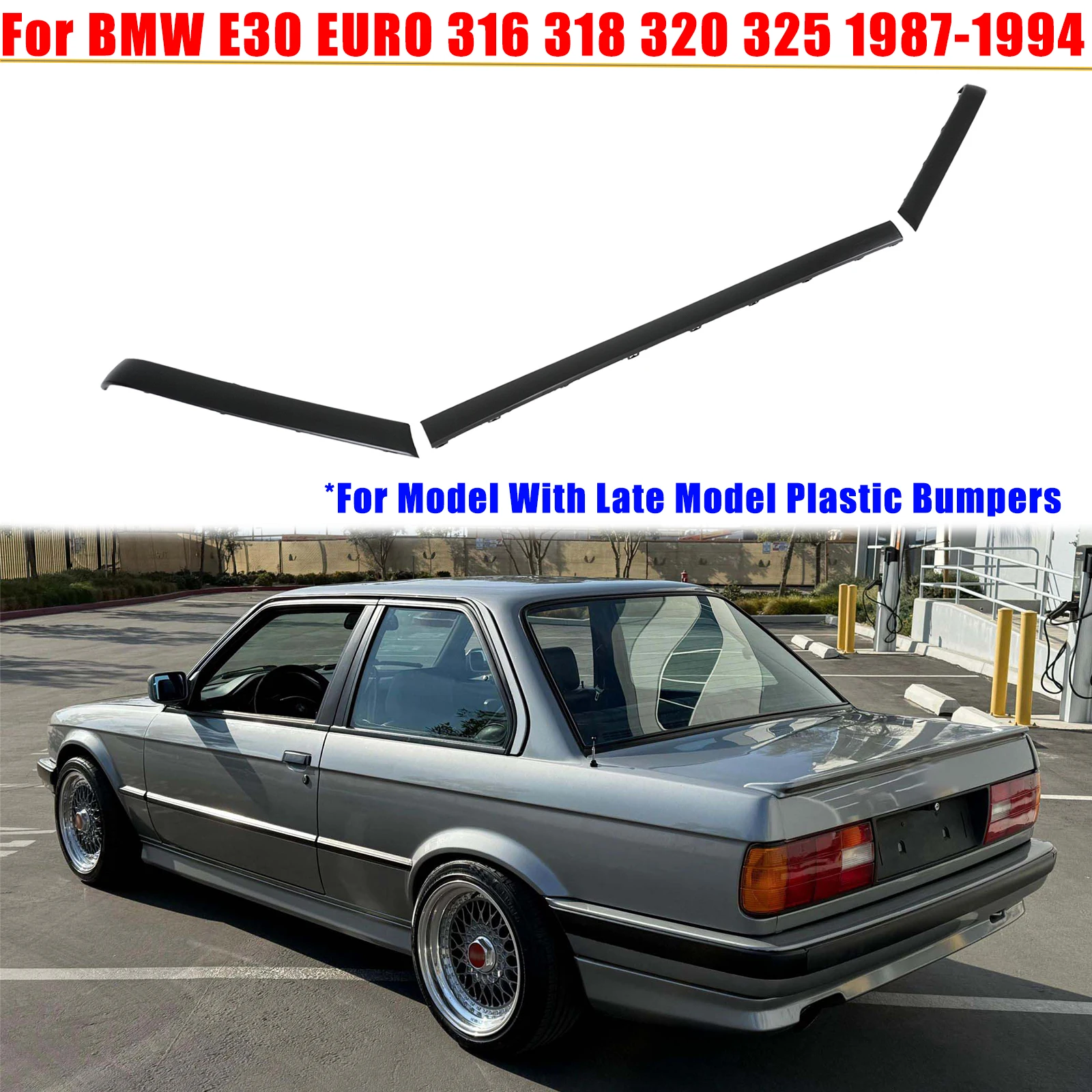 

For BMW E30 EURO 316 318 320 325 1987-1994 Rear Bumper Cover Molding Trims Replacement Parts Black 51121945926 Car Accessories
