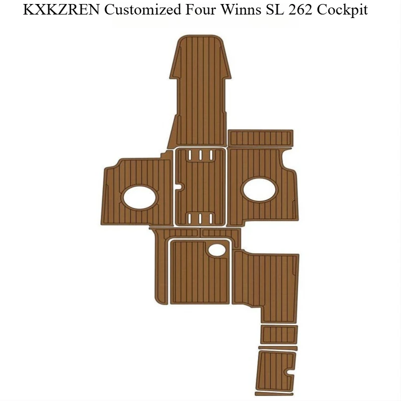 

KXKZREN Customized Four Winns SL 262 Cockpit Anti-skid Marine Flooring Pad Marine Self-adhesive EVA Foam Faux Teak Decking Sheet
