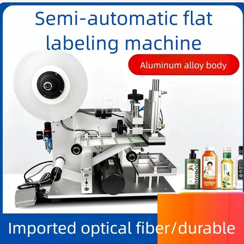 Flat Surface Labeling Machine Semi‑Automatic Sticker Applicator for Square Bottle Box Packaging