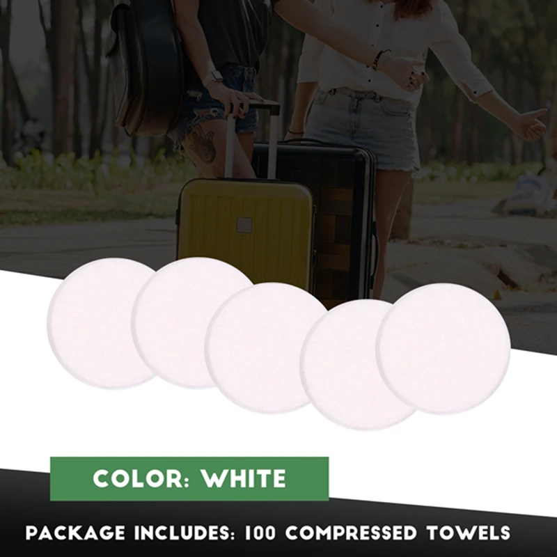 ●100Pcs Disposable Compressed Towels Tablet Capsules Washcloth Travel Camping