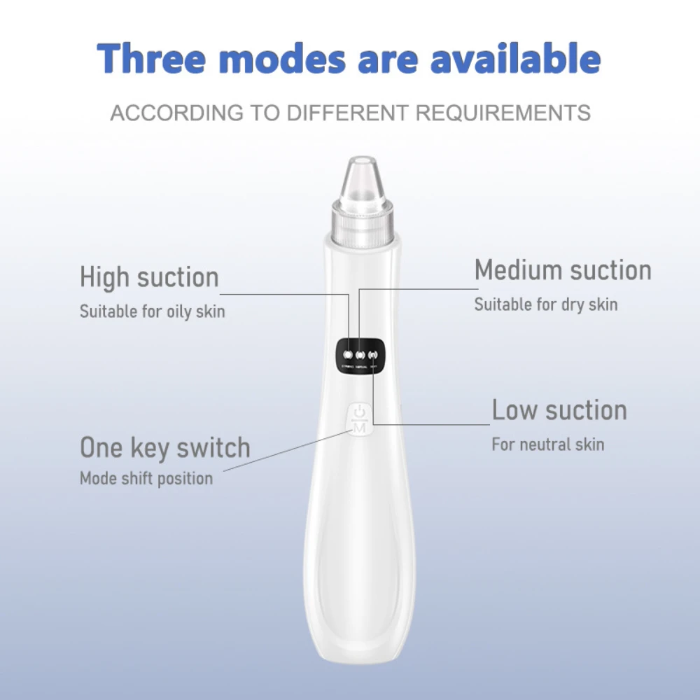 مزيل الرؤوس السوداء الكهربائية 3 أوضاع شفط لتنظيف الوجه جهاز تجميل المسام فراغ الرؤوس السوداء إزالة الجلد الميت أداة العناية بالبشرة #5