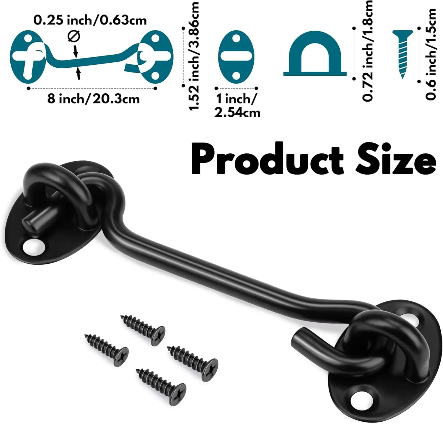 (2 Pack) Stainless Steel Gate Latch Barn Door Lock Cabin Hooks for Gate Shutters Window Slide Barn Shed Cabinet Bathroom