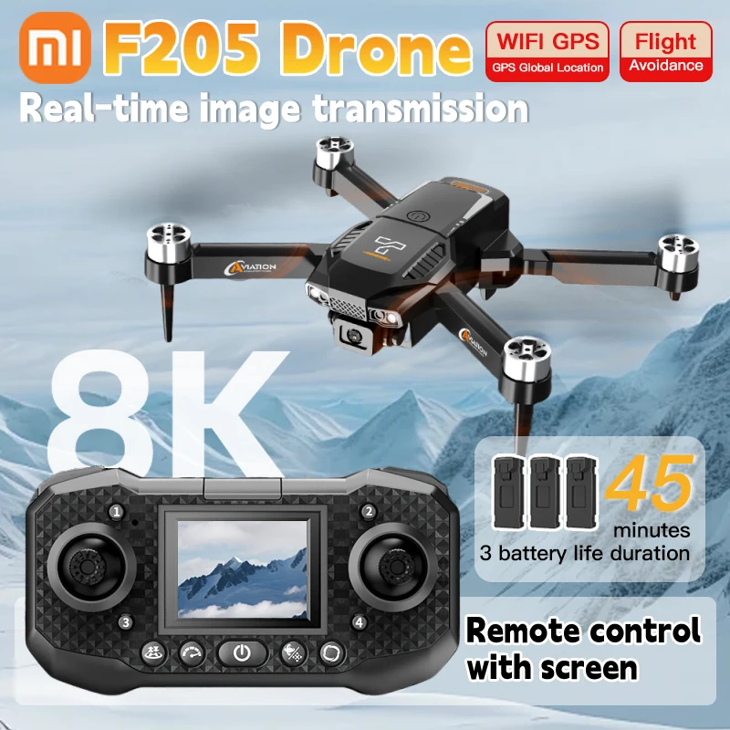 

Xiaomi Professional F205 Drone 8K With Dual Camera 5G WIFI Smart Obstacle Avoidance FPV Brushless Motor RC Quadcopter Mini Dron
