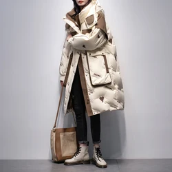 Chaqueta gruesa de plumón de pato blanco para mujer, abrigo cálido a prueba de viento, Parka de nieve, moda coreana, invierno, 2024