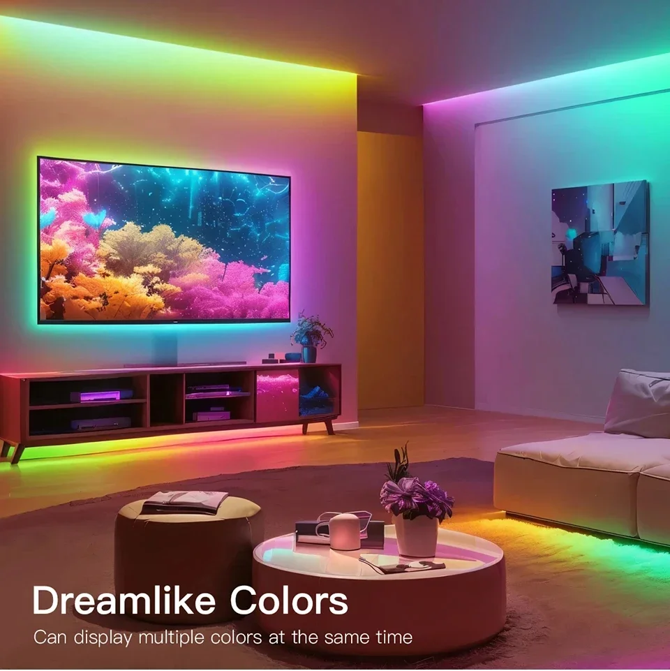 البوب RGB النيون LED قطاع بلوتوث APP وجهاز التحكم عن بعد مزامنة الموسيقى مرنة مقاوم للماء ضوء النيون الشريط للإضاءة الخلفية للتلفاز لتقوم بها بنفسك غرفة D #2