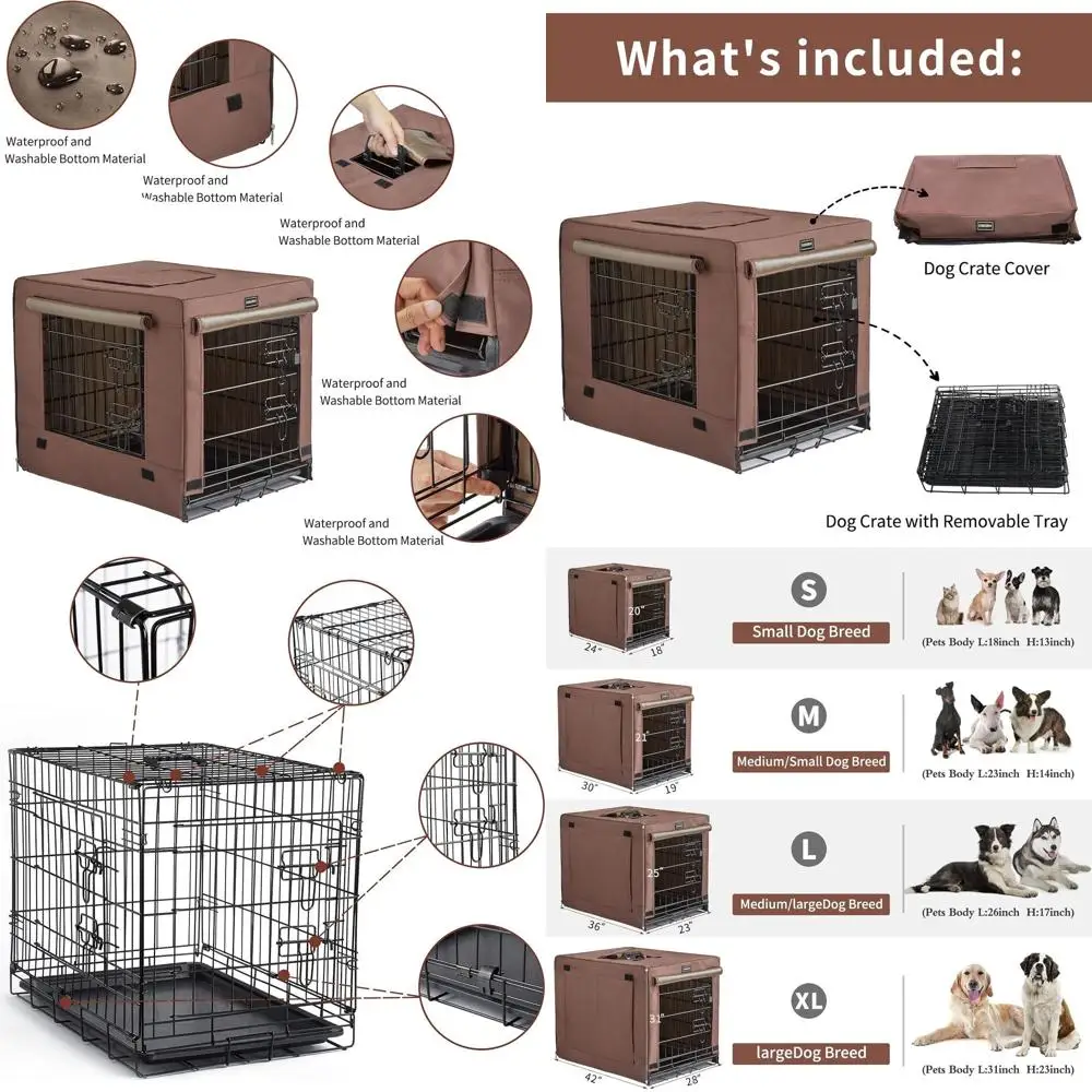 

Складная металлическая клетка для маленьких собак, домик-вольер с двумя дверями для использования в помещении, коричневый, 24Д x 18Ш x 20В (дюймы)