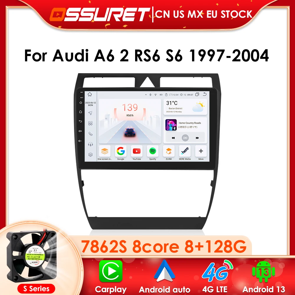 AI Voice Car Multimedia Carplay 2 Din Android Radio for Audi A6 C5 1997 - 2004 S6 RS6 GPS Carplay  8G+128G DSP RDS SWC 4G-LTE BT