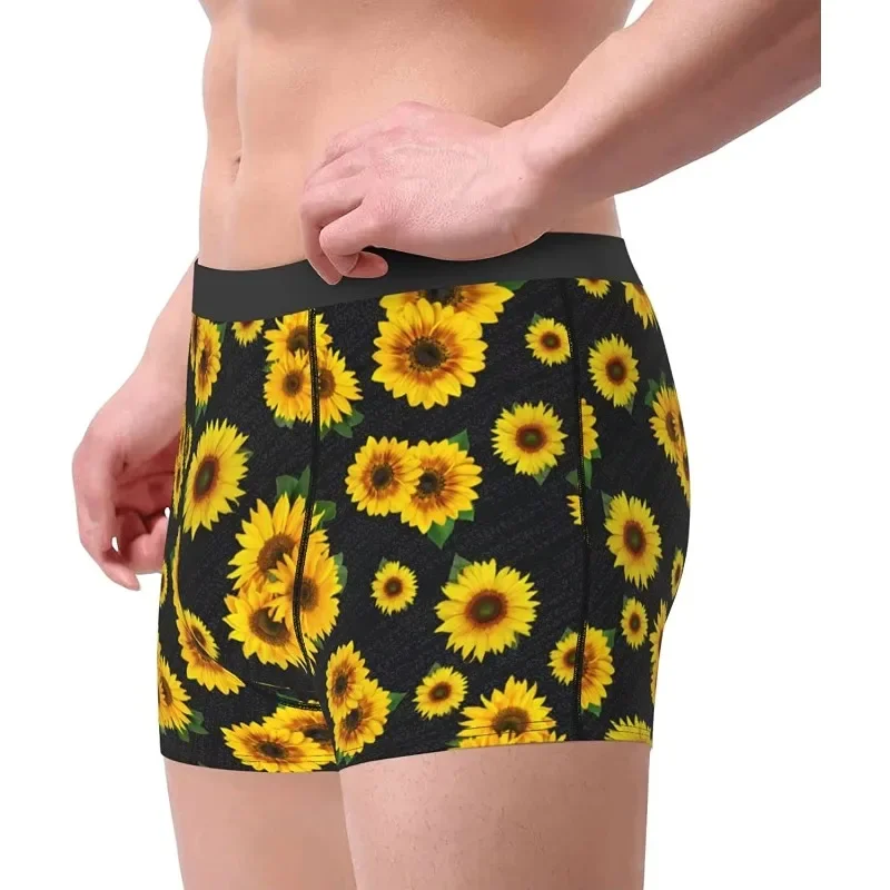 Men's Underwear Boxer Briefs Sunflower Boxer Brief Soft Breathable Stretch Wide Waistband Underwear for Men Boys