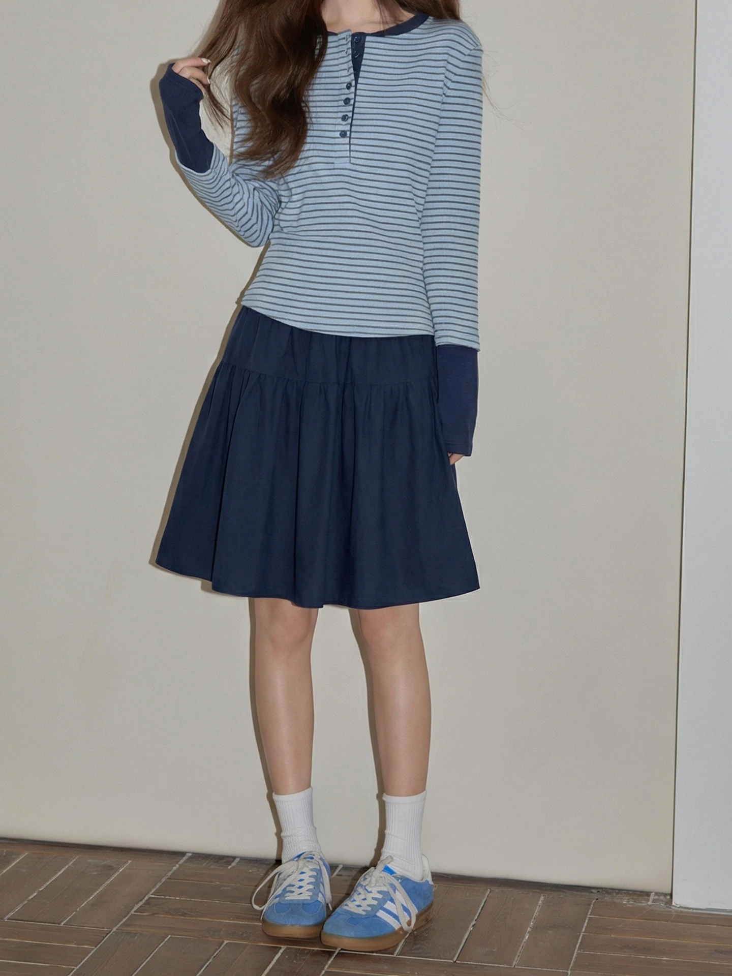 

High Waist A-Line Skirt Women's Royal Blue f-length Umbrella Skirt Spring Summer New Sle Slimming Ladies Skirts