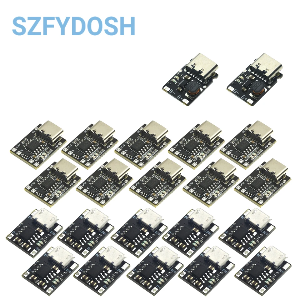 1-10pcs USB TP4057/56 1A Lithium Battery Charging Protection Board Module Micro Type-C Polymer Battery Over Temperature