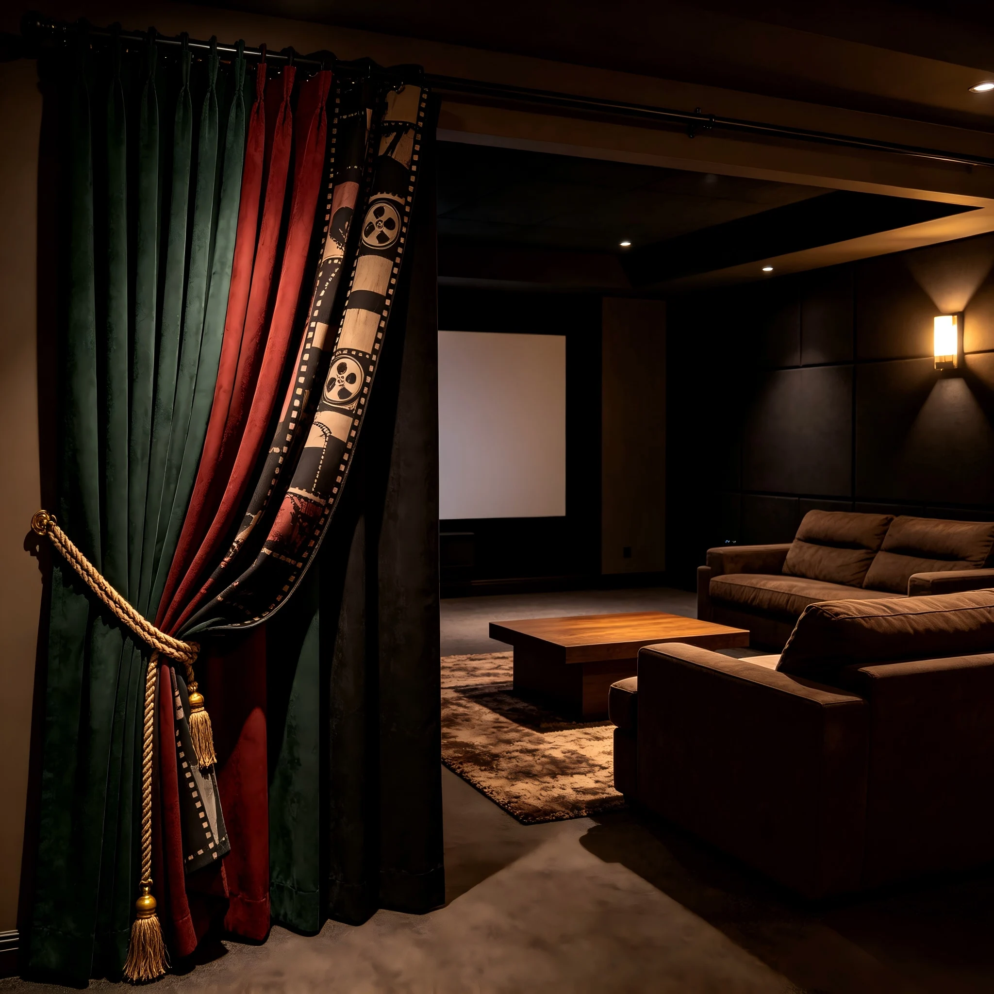 200273  Home theater dark and thick velvet curtains