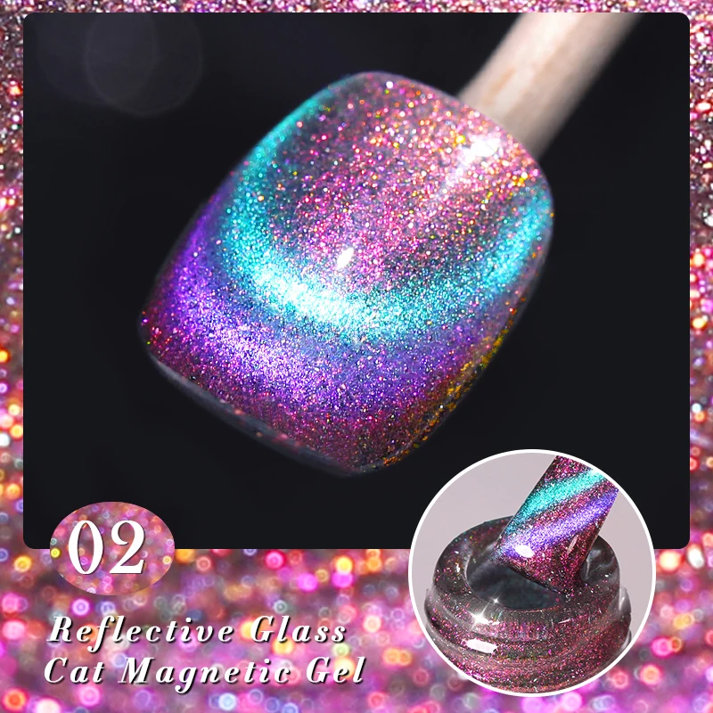 BORN PRETTY Smalto per unghie gel magnetico gatto 9D da 10 ml Aurora Glitter Gel UV 9D Soak Off Smalto semipermanente per nail art UV/LED