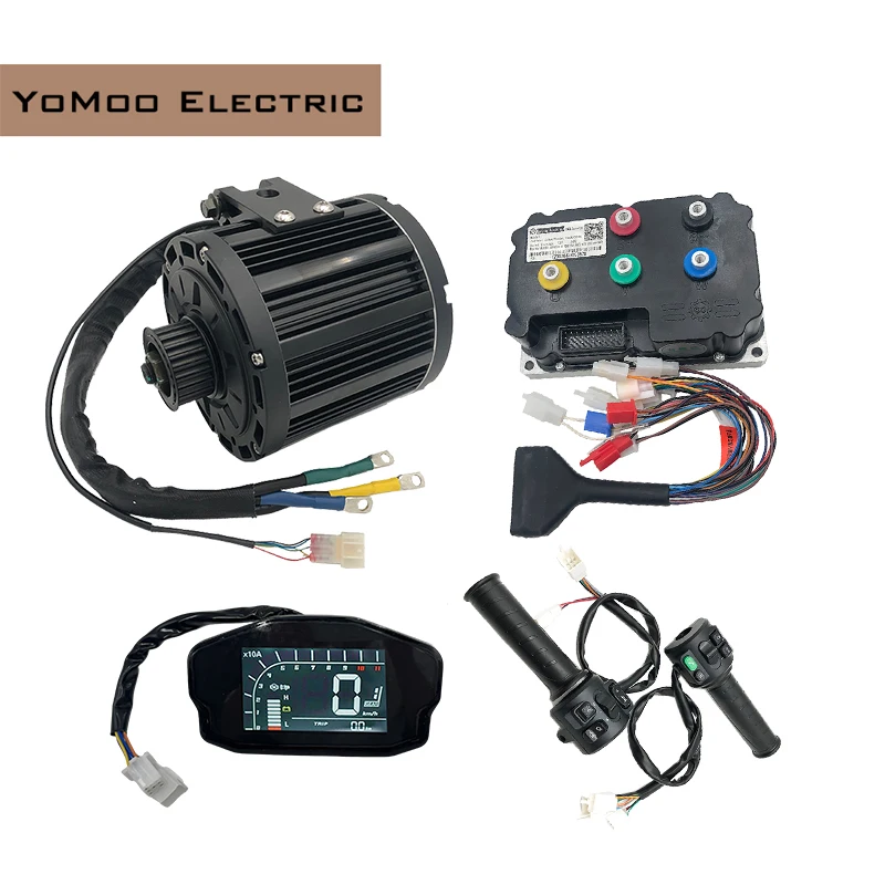 3KW Peak 9KW QS138 72V PMSM Mid Drive Motor With Fardriver ND72360 Controller DKD Display And T08 Throttle Electric Motorcycles