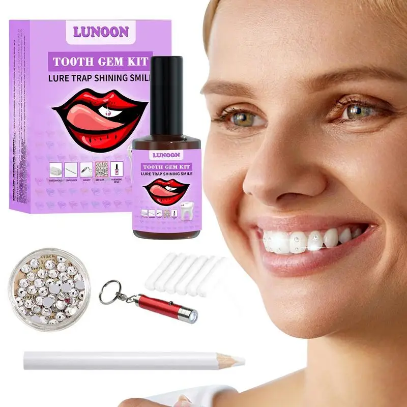 DIY Tooth Decoração Gem Kit para Mulheres, Confiável, Portátil, Completo, Bonito Aplicação, Diamante Forte, Dentes Gem Set