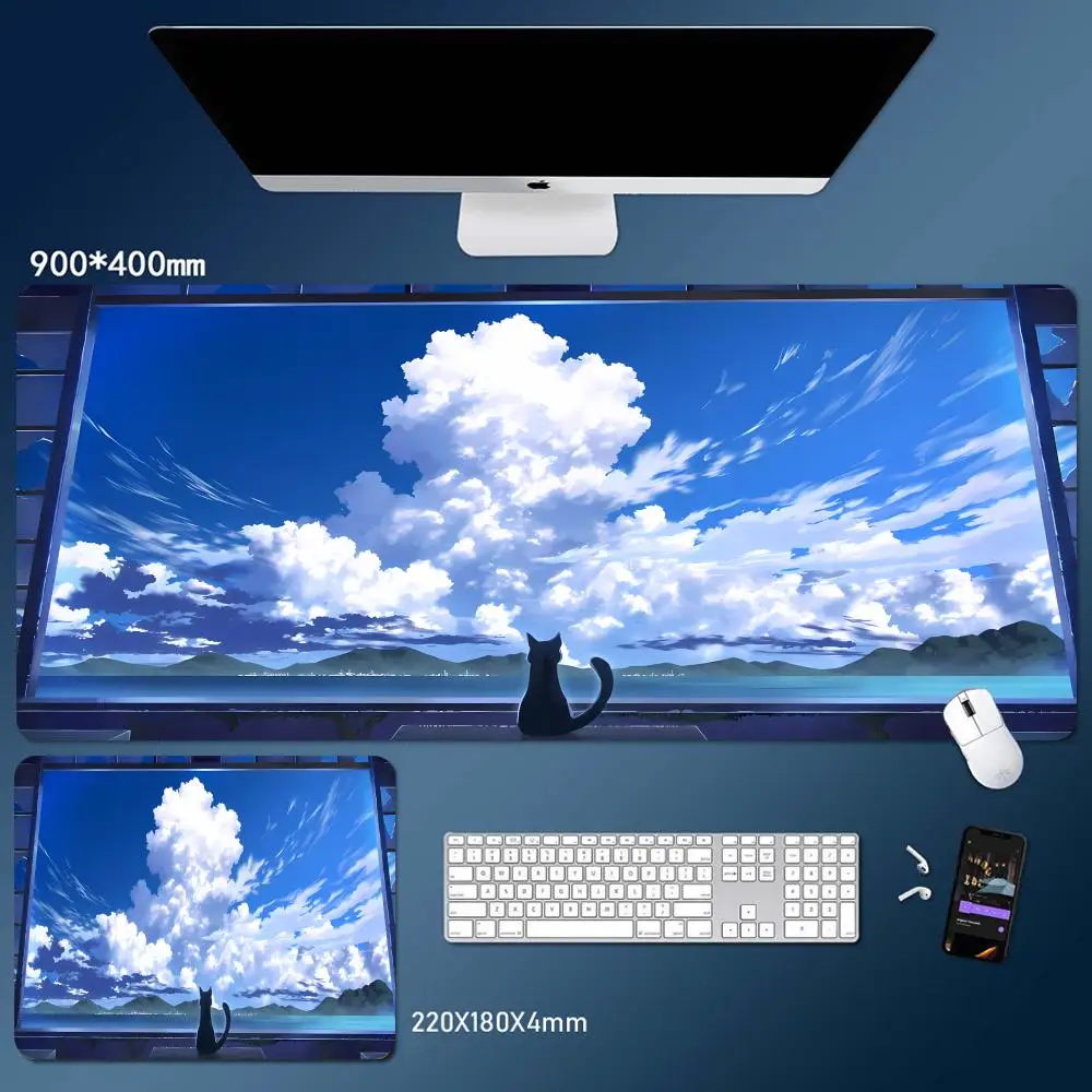 

The Blue Sky And White Clouds Outside The Window Mouse Pad HD Desk Pad Extended Gaming Keyboard Mats Large XXL Gamer Mouse Pad