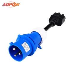 ADPOW 32A EV Charger Adapter for Model S 3 X Y 3 Pin Blue CEE Plug Gen 2 EV Charger Extension Cord Connector 240V Outlet 10 Inch