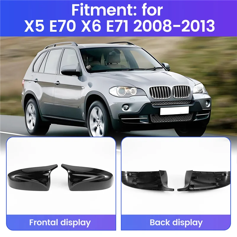 

A11M-2Pcs Side Wing Rearview Modified Car Styling Horn Mirror Housing For BMW X5 E70 X6 E71 2008-2013