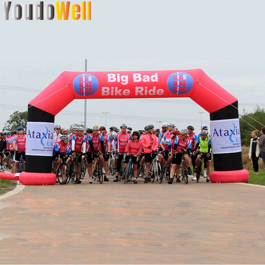 Inflatable Bicycle Arches Are Placed At The Beginning Of The Event