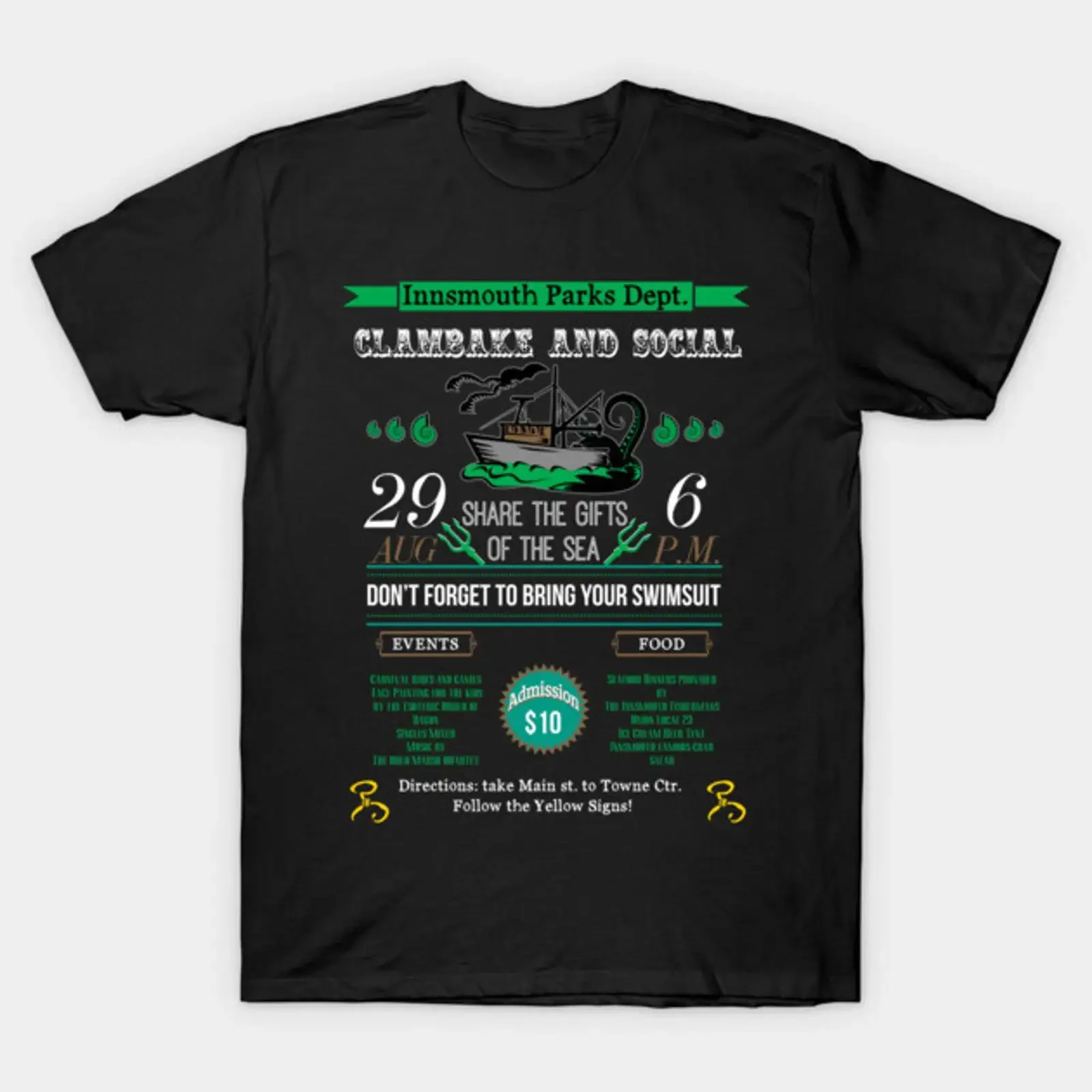 Cthulhu T Shirt Innsmouth Clambake vintage Washed Comfortable graphic Stylish Slightly streetwear Breathable Casual