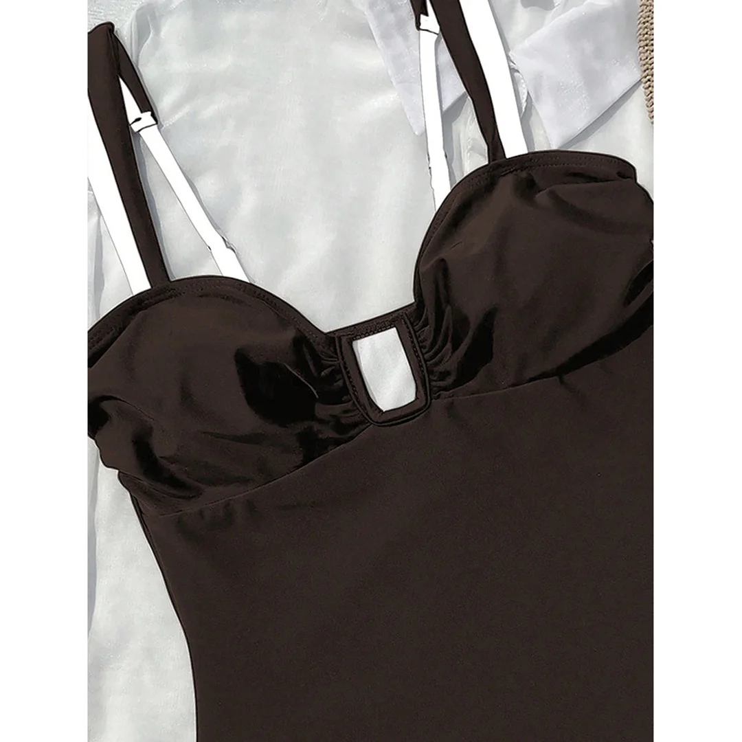 Neuer, aufreizender Badeanzug mit U-Ausschnitt und hohem Beinausschnitt für Damen, einteiliger Badeanzug, Monokini mit Polsterung, Badebekleidung, Badeanzug, Modell V6987D. – Detail 10